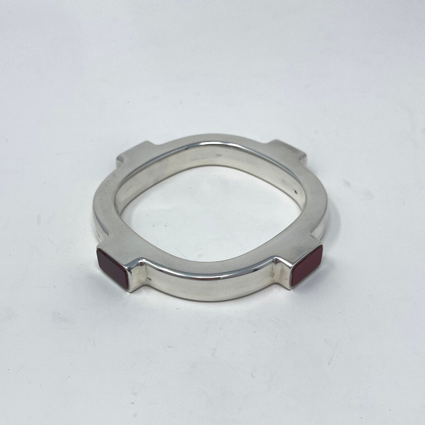 Estate Georg Jensen Sterling Silver Bangle with Inlaid Carnelian by Kim Naver No 254