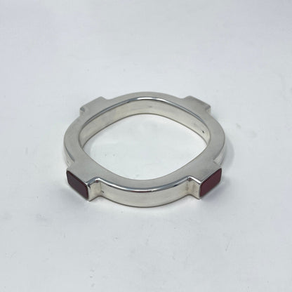 Estate Georg Jensen Sterling Silver Bangle with Inlaid Carnelian by Kim Naver No 254
