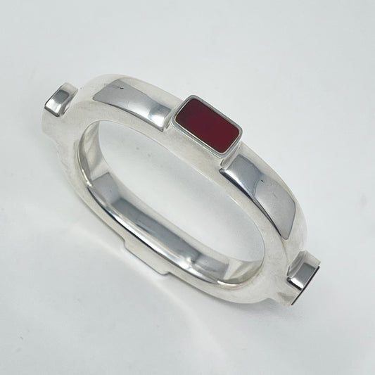 Estate Georg Jensen Sterling Silver Bangle with Inlaid Carnelian by Kim Naver No 254