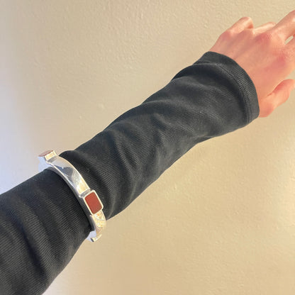 Estate Georg Jensen Sterling Silver Bangle with Inlaid Carnelian by Kim Naver No 254