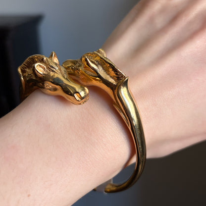 Estate Hermes Gold Vermeil Double Horse Cuff