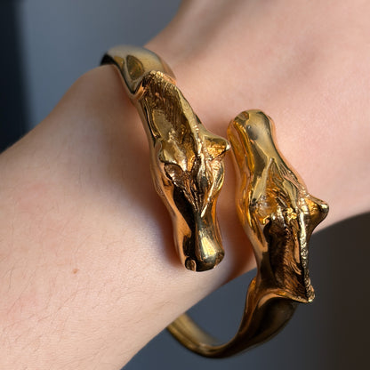 Estate Hermes Gold Vermeil Double Horse Cuff