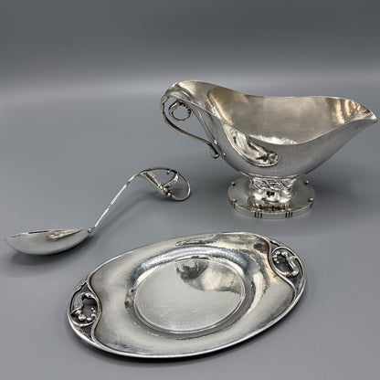 Estate Sterling Silver Sauce Boat with Underliner by Georg Jensen No 177A