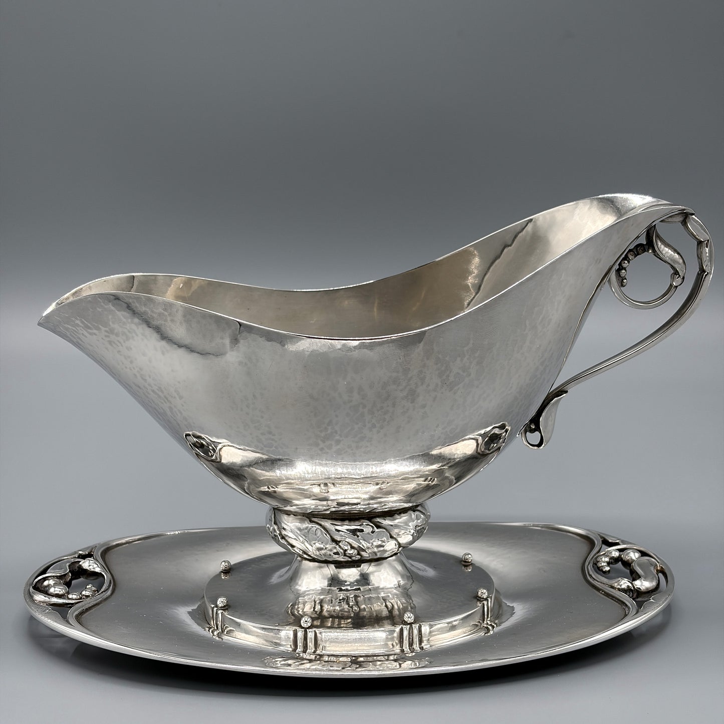 Estate Sterling Silver Sauce Boat with Underliner by Georg Jensen No 177A