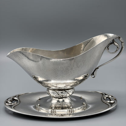 Estate Sterling Silver Sauce Boat with Underliner by Georg Jensen No 177A
