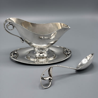 Estate Sterling Silver Sauce Boat with Underliner by Georg Jensen No 177A