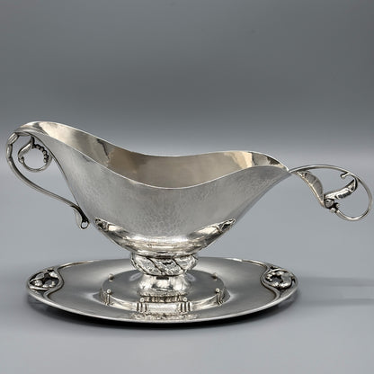 Estate Sterling Silver Sauce Boat with Underliner by Georg Jensen No 177A