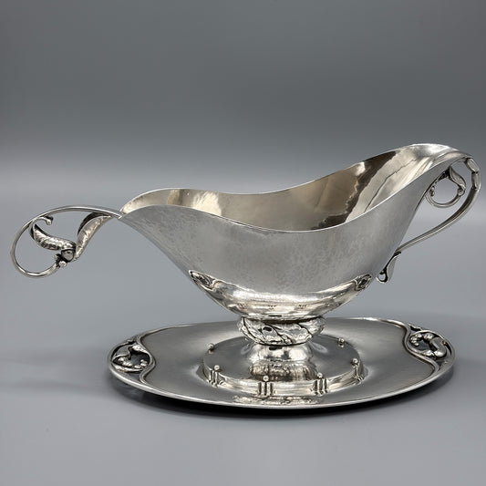 Estate Sterling Silver Sauce Boat with Underliner by Georg Jensen No 177A
