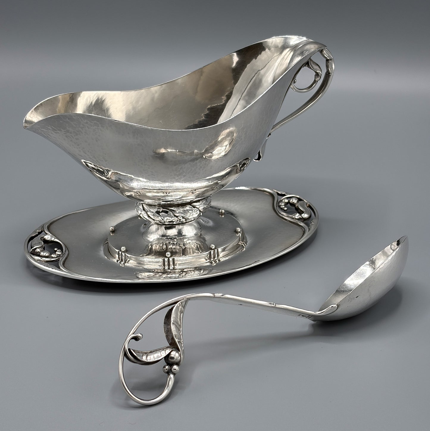 Estate Sterling Silver Sauce Boat with Underliner by Georg Jensen No 177A