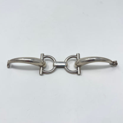 Estate Gucci Sterling Silver Horsebit Bracelet hinged safety clasp