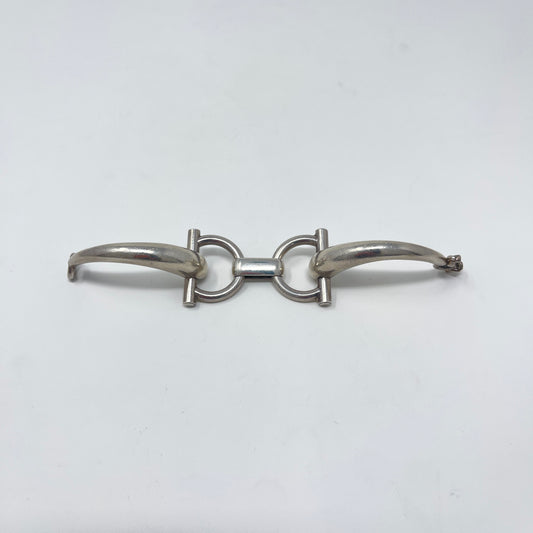 Estate Gucci Sterling Silver Horsebit Bracelet hinged safety clasp