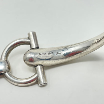 Estate Gucci Sterling Silver Horsebit Bracelet hinged safety clasp