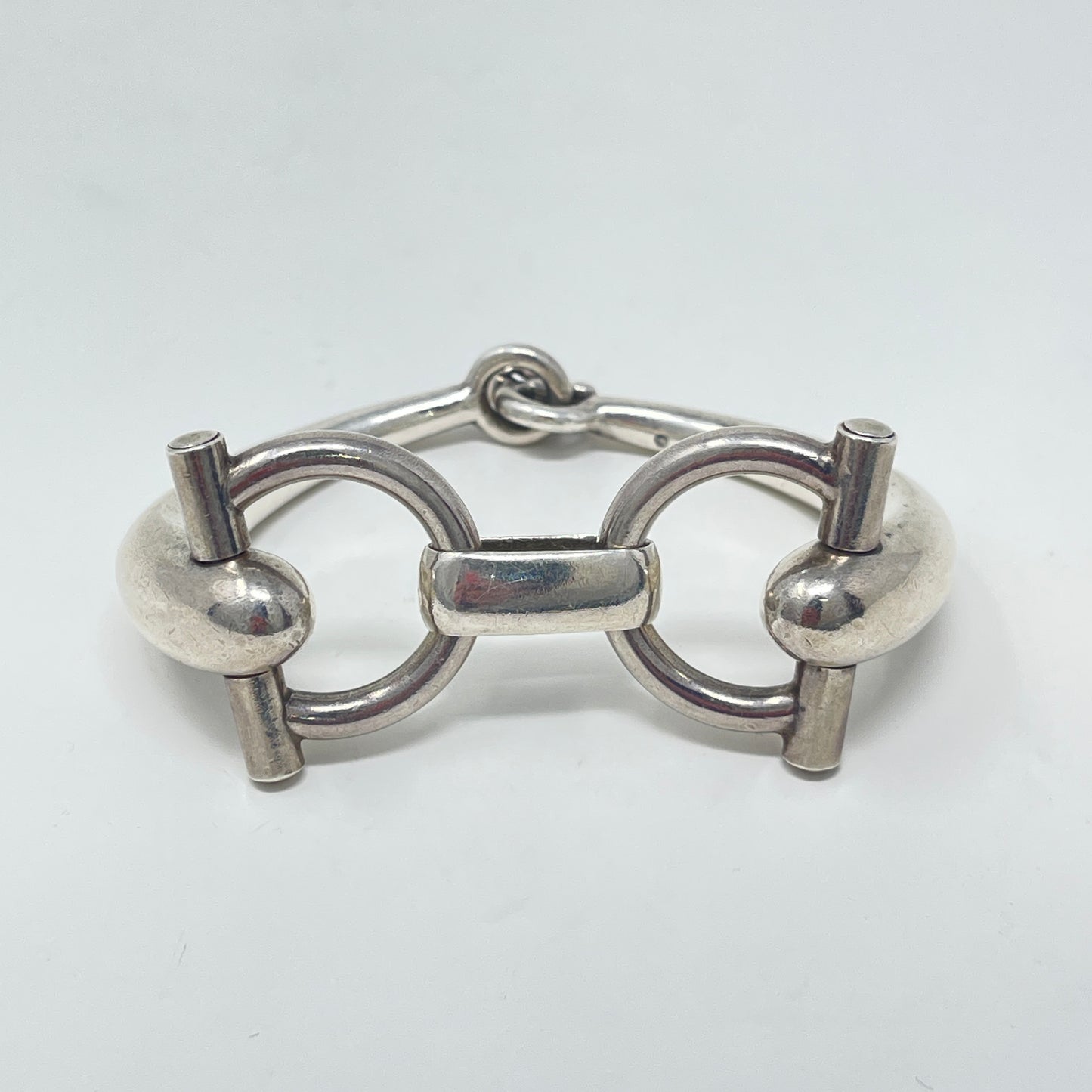 Estate Gucci Sterling Silver Horsebit Bracelet hinged safety clasp
