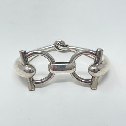 Estate Gucci Sterling Silver Horsebit Bracelet hinged safety clasp