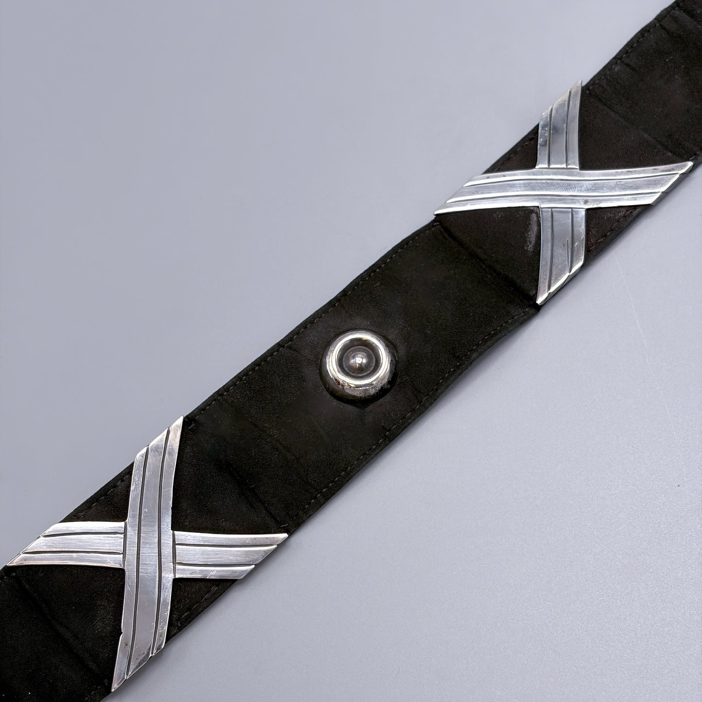 Estate Sterling Silver "Georgia O'Keeffe " Cross & Button Belt Belt by Hector Aguilar