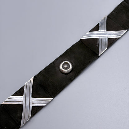 Estate Sterling Silver "Georgia O'Keeffe " Cross & Button Belt Belt by Hector Aguilar