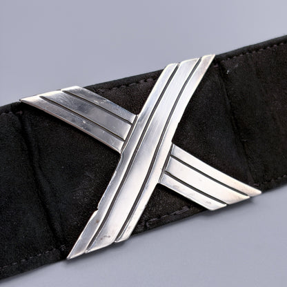 Estate Sterling Silver "Georgia O'Keeffe " Cross & Button Belt Belt by Hector Aguilar