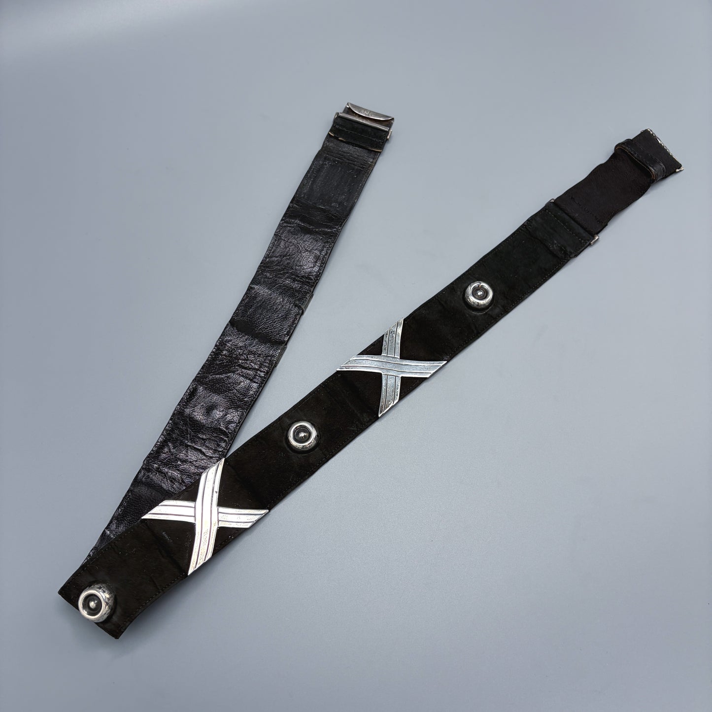 Estate Sterling Silver "Georgia O'Keeffe " Cross & Button Belt Belt by Hector Aguilar