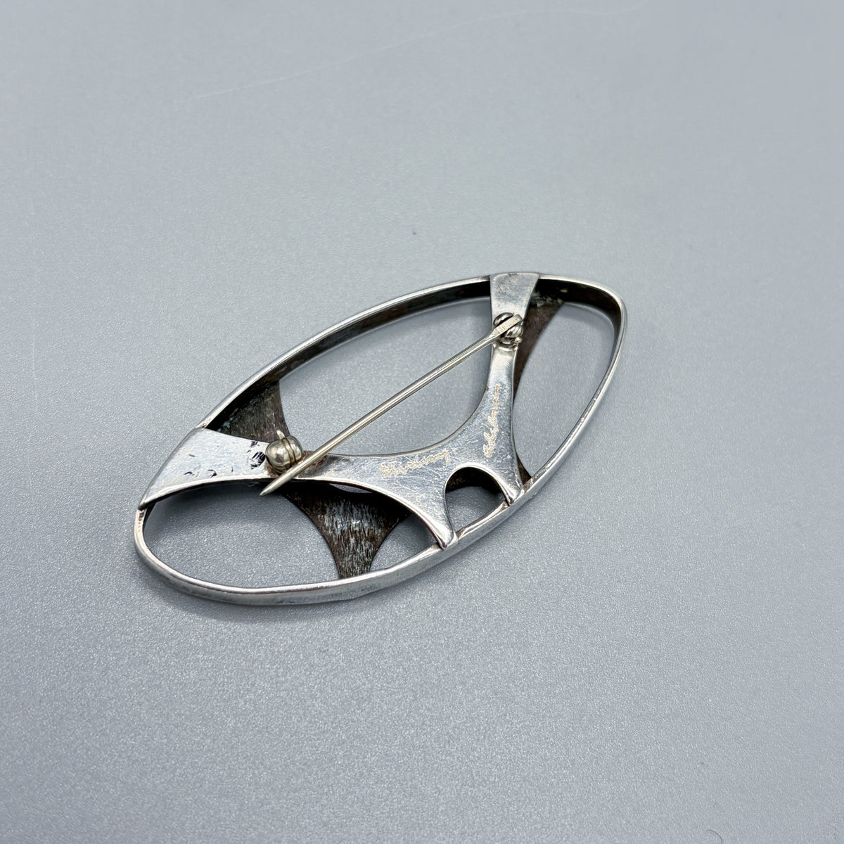 Estate Sterling Silver Retro Futurist Brooch by Helen Adelman