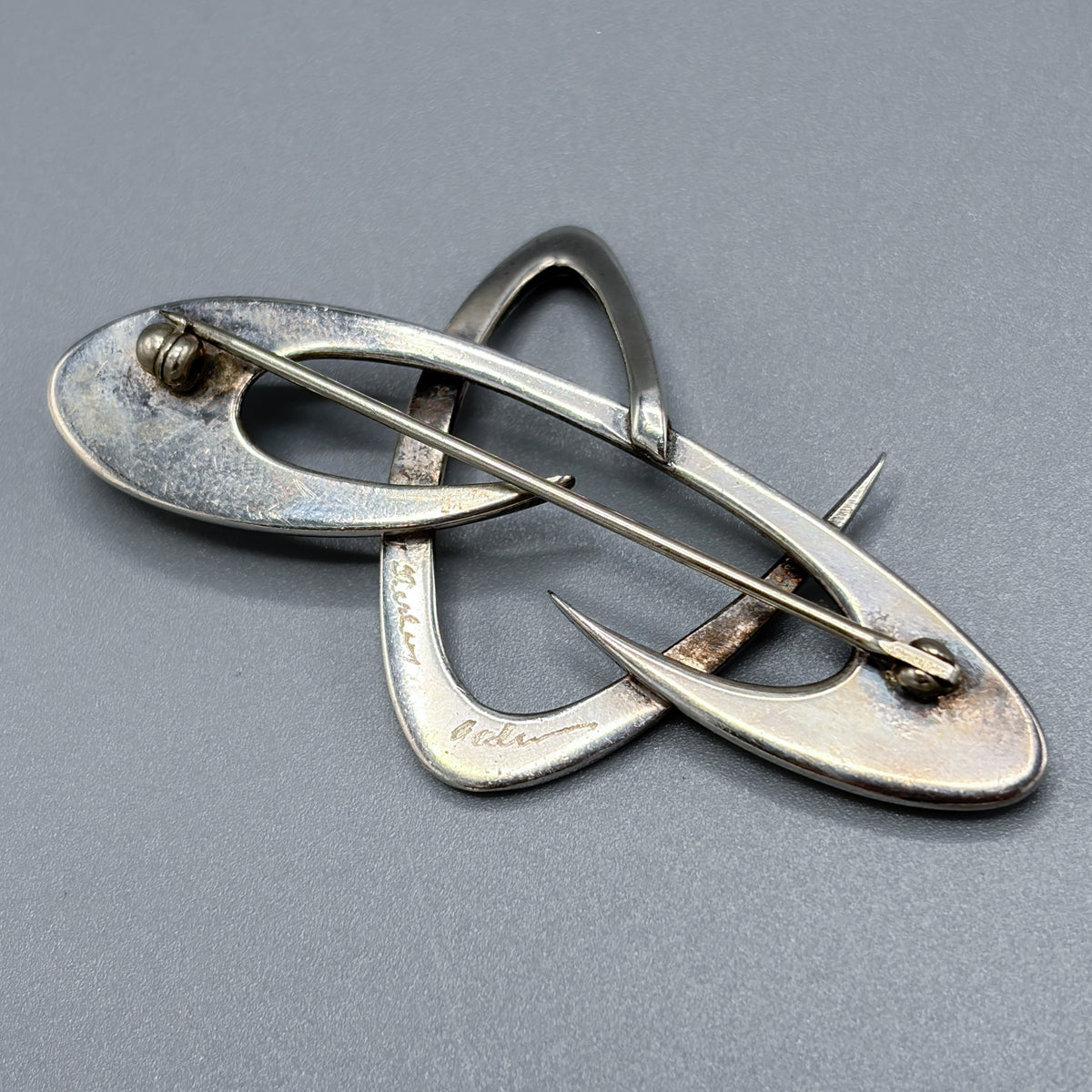 Estate Sterling Silver Retro Futurist Brooch by Helen Adelman