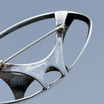 Estate Sterling Silver Retro Futurist Brooch by Helen Adelman