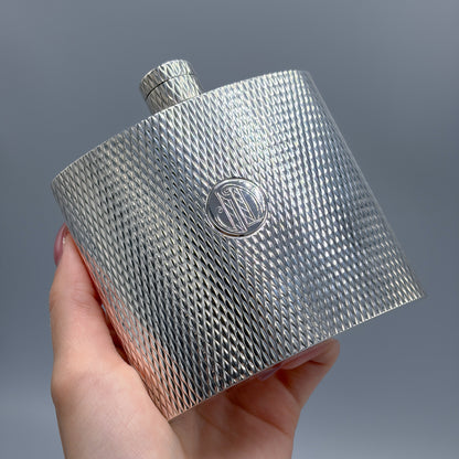 Estate Sterling Silver Hermes Curved Flask