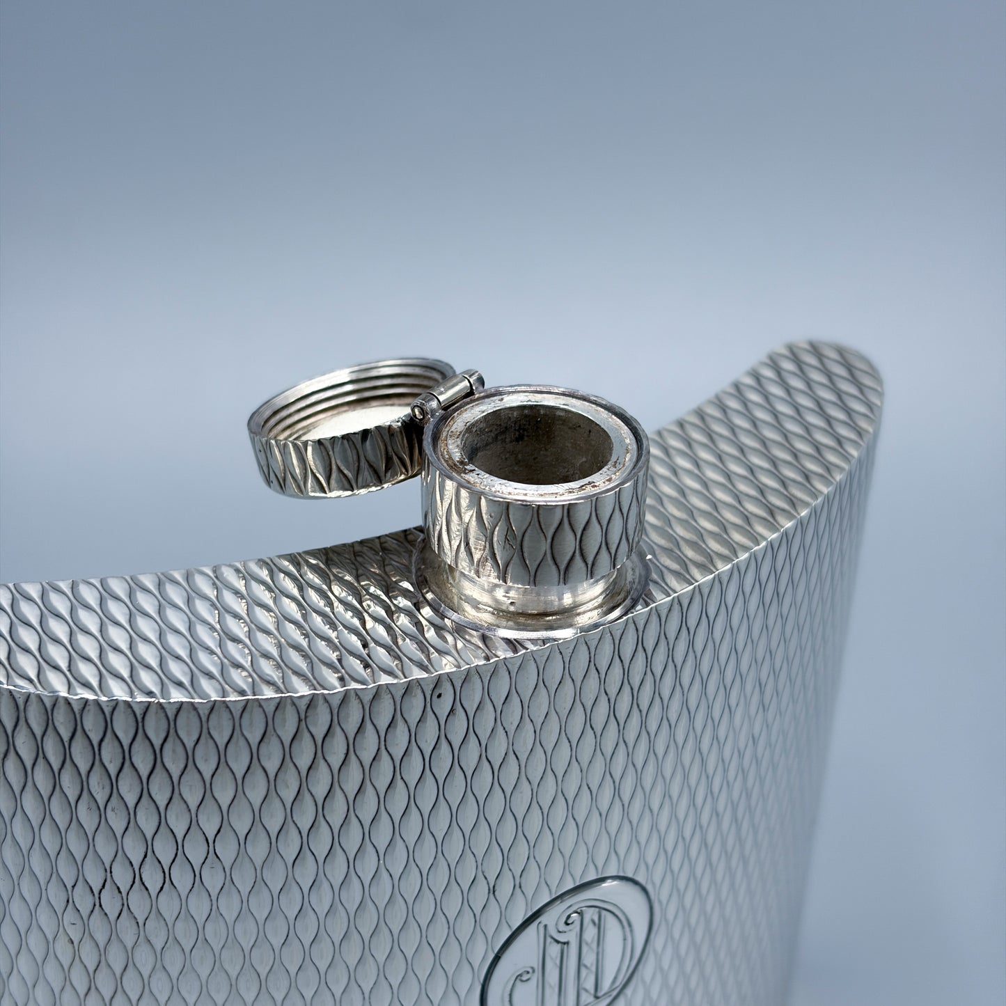 Estate Sterling Silver Hermes Curved Flask