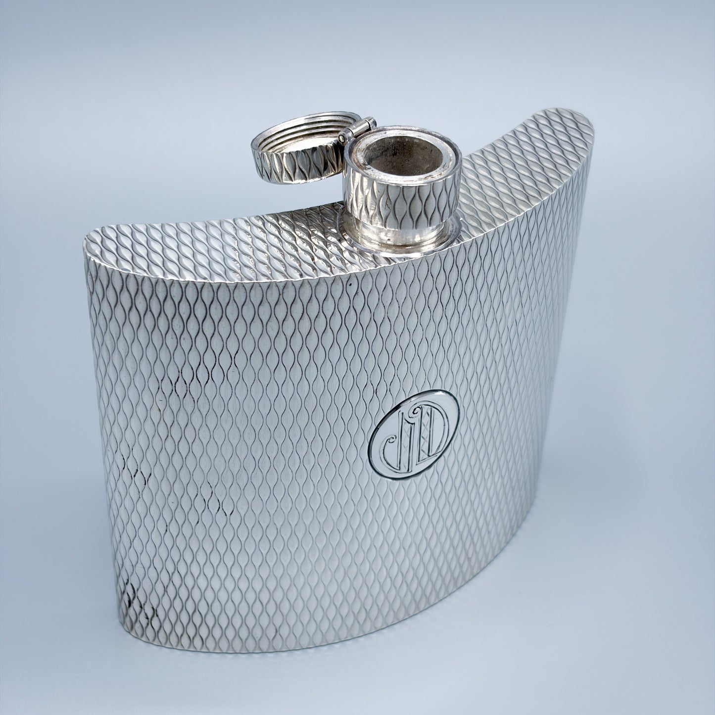 Estate Sterling Silver Hermes Curved Flask