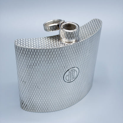 Estate Sterling Silver Hermes Curved Flask