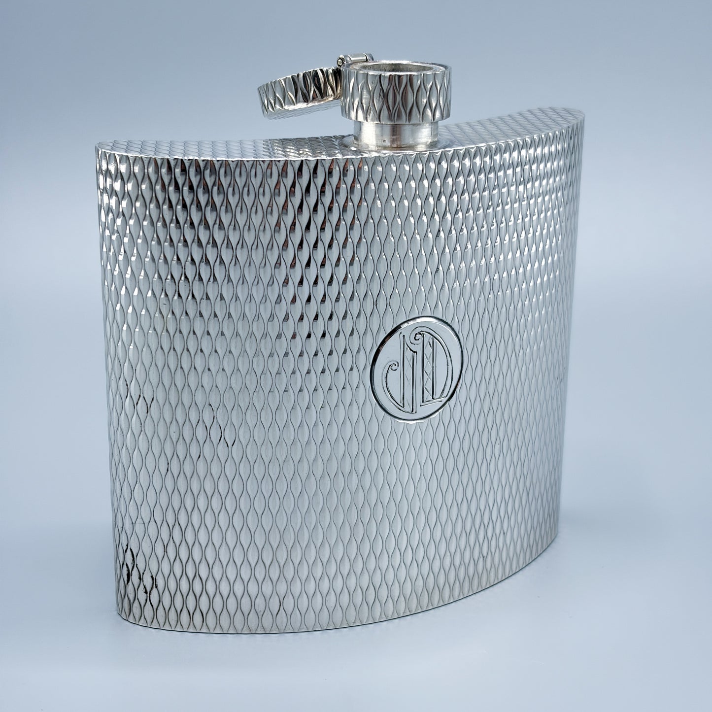 Estate Sterling Silver Hermes Curved Flask
