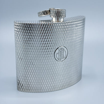 Estate Sterling Silver Hermes Curved Flask