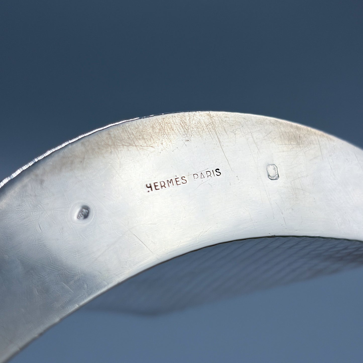 Estate Sterling Silver Hermes Curved Flask