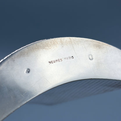 Estate Sterling Silver Hermes Curved Flask