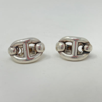 Estate Hermes Sterling Silver Clip On Earrings