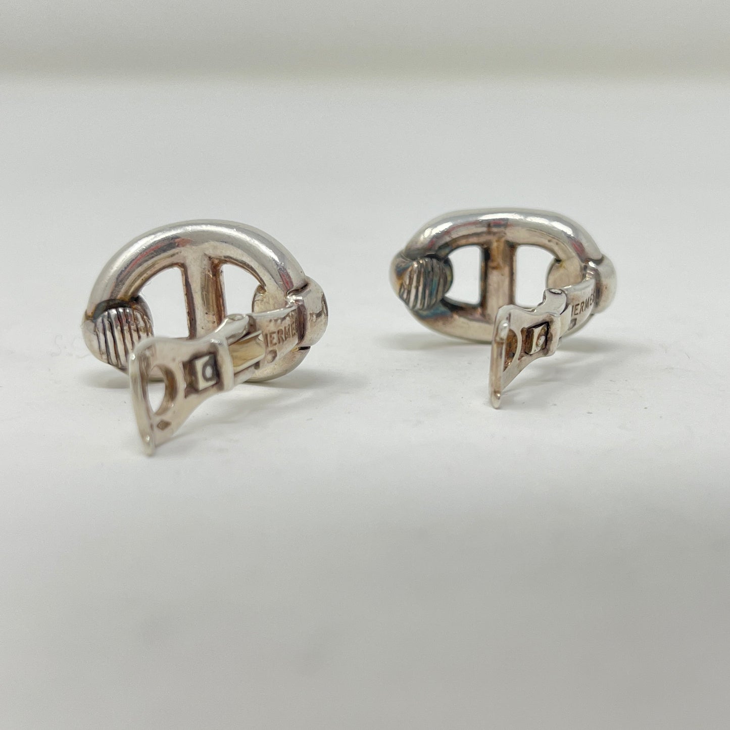 Estate Hermes Sterling Silver Clip On Earrings