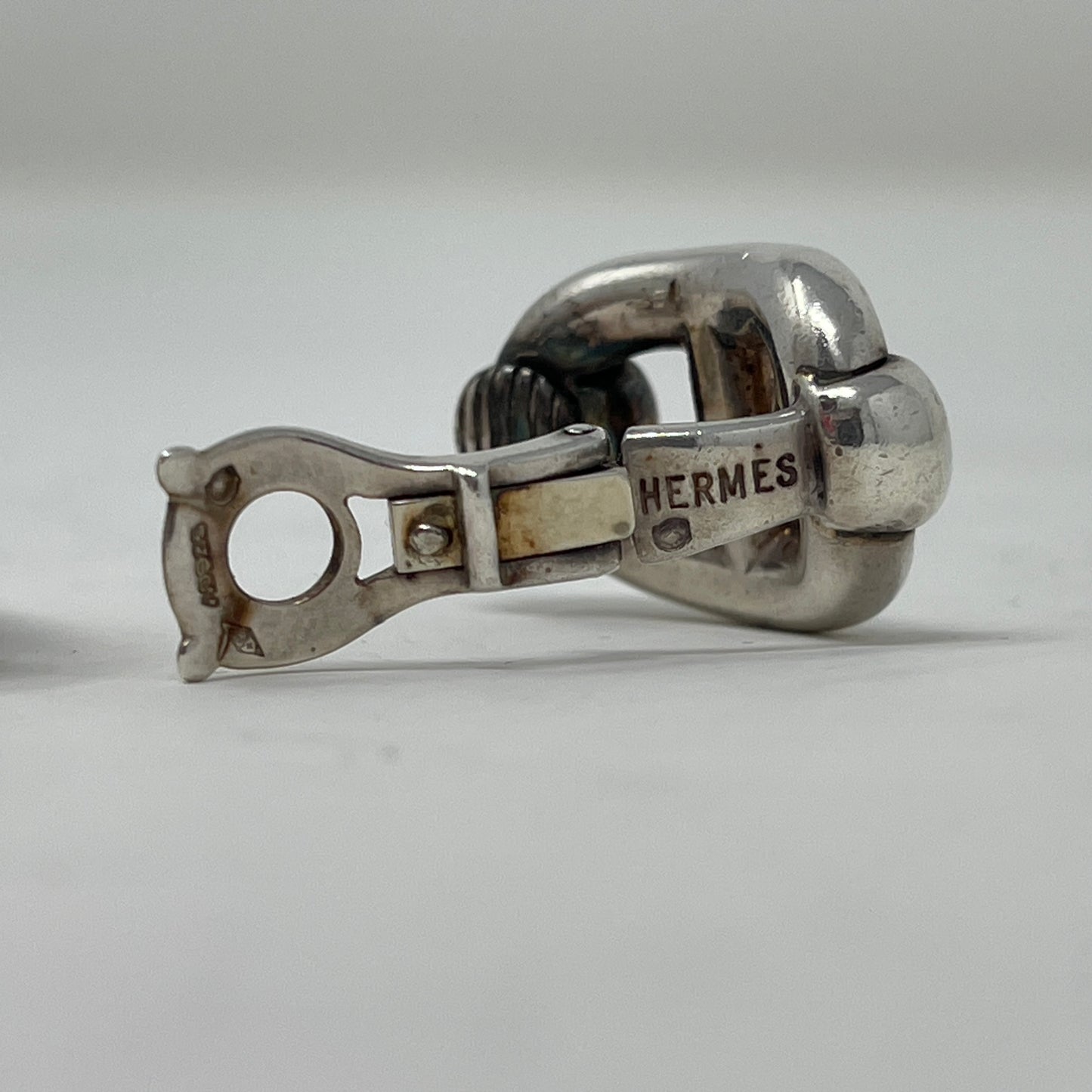 Estate Hermes Sterling Silver Clip On Earrings