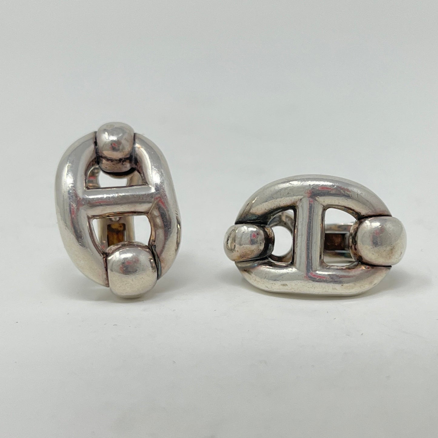 Estate Hermes Sterling Silver Clip On Earrings