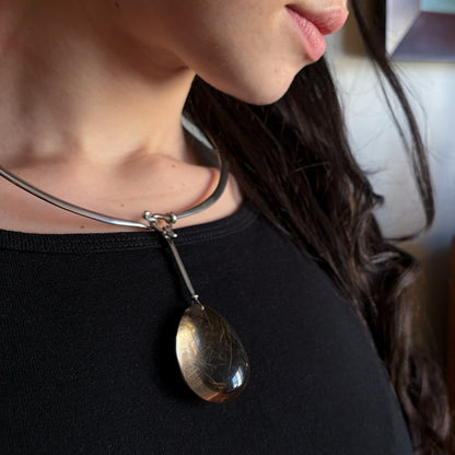 Georg Jensen Neckring No. 169 with Extra Large Rutilated Quartz Drop No. 131 by Torun