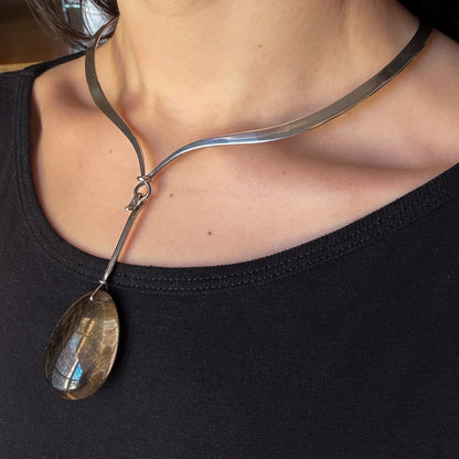 Georg Jensen Neckring No. 169 with Extra Large Rutilated Quartz Drop No. 131 by Torun