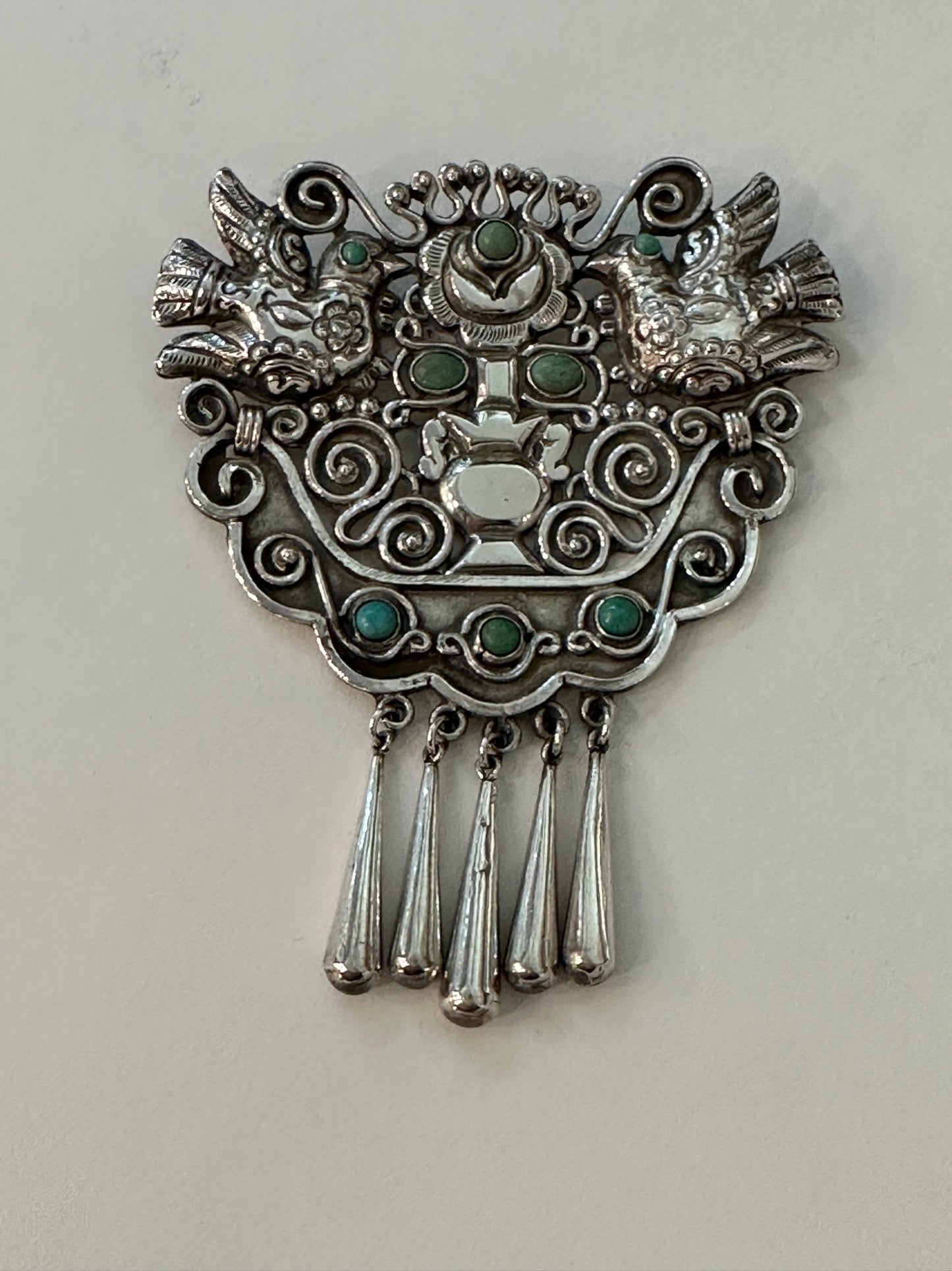 Estate Matl Silver And Turquoise Brooch