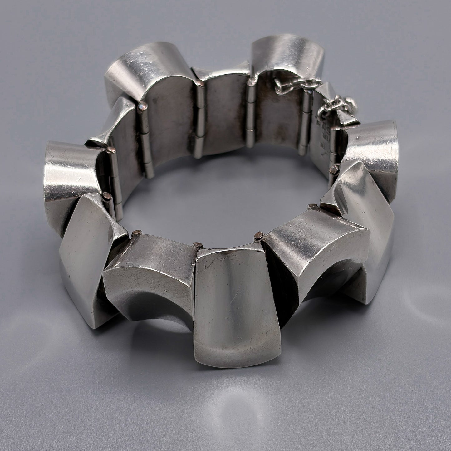 Estate Sterling Silver Thumbprint Bracelet by Antonio Pineda