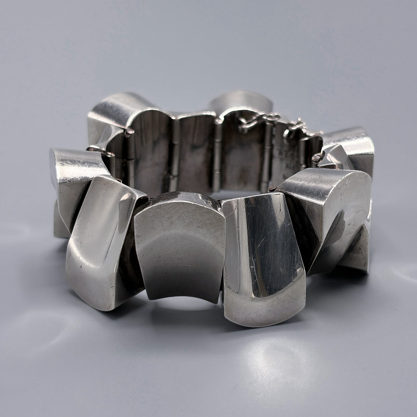 Estate Sterling Silver Thumbprint Bracelet by Antonio Pineda