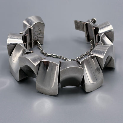 Estate Sterling Silver Thumbprint Bracelet by Antonio Pineda