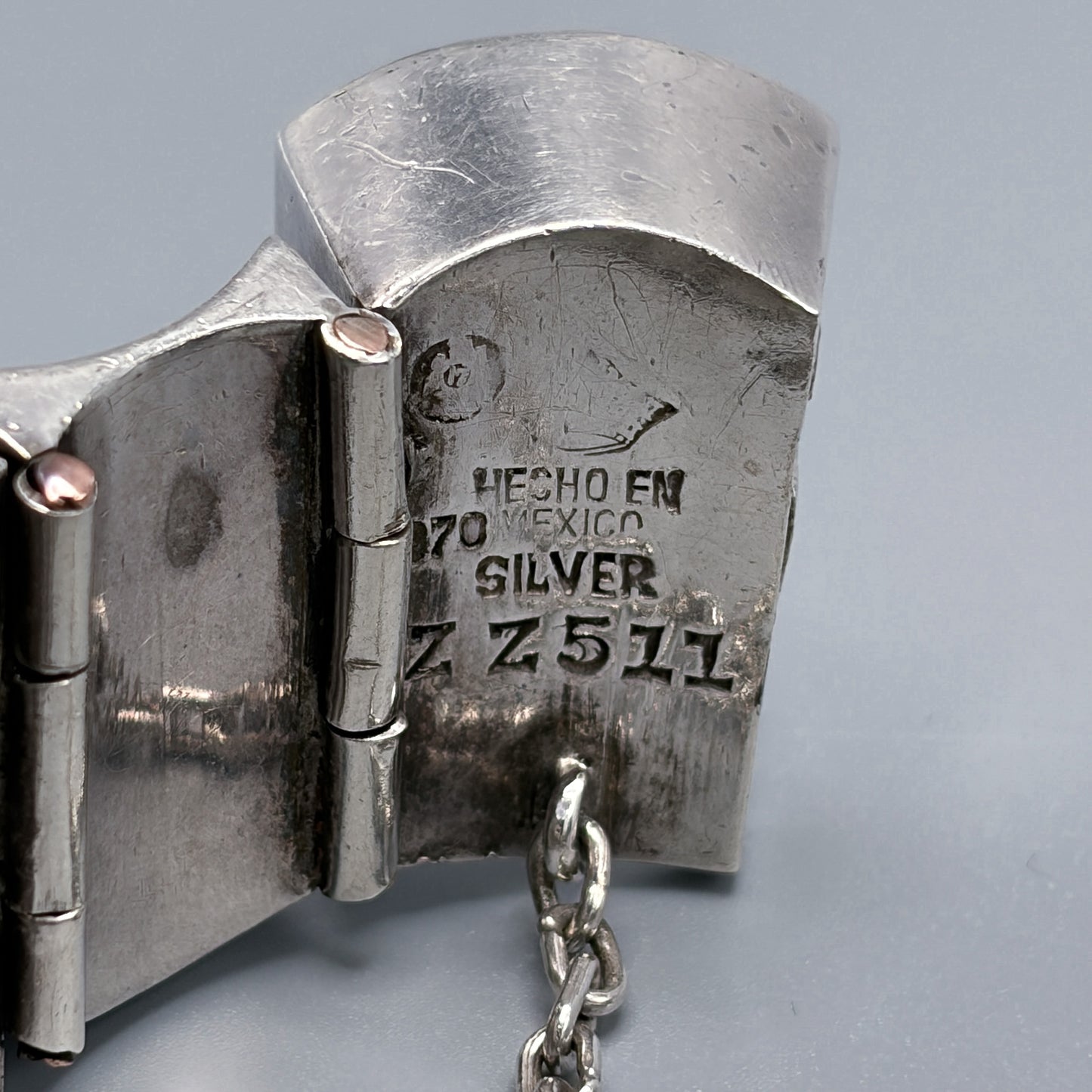 Estate Sterling Silver Thumbprint Bracelet by Antonio Pineda