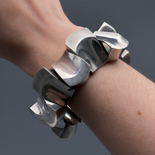 Estate Sterling Silver Thumbprint Bracelet by Antonio Pineda