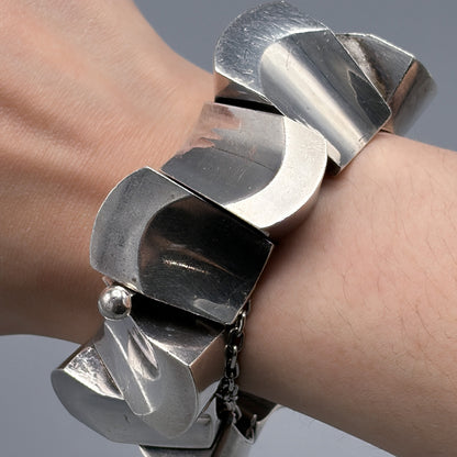 Estate Sterling Silver Thumbprint Bracelet by Antonio Pineda