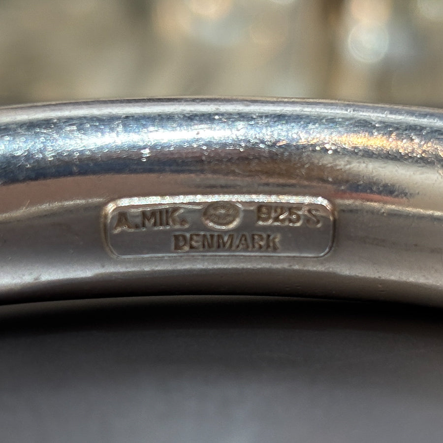 Estate Georg Jensen Sterling Silver Tapered Ovoid Bangle by Andreas Mikkelsen with English Import Marks