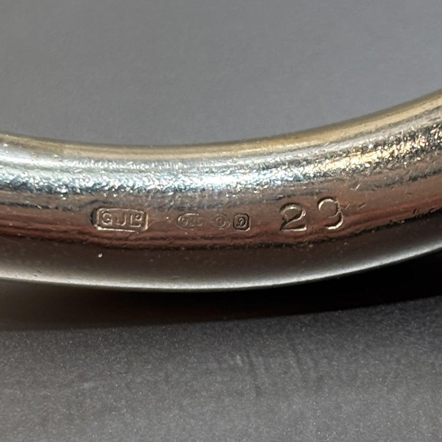 Estate Georg Jensen Sterling Silver Tapered Ovoid Bangle by Andreas Mikkelsen with English Import Marks