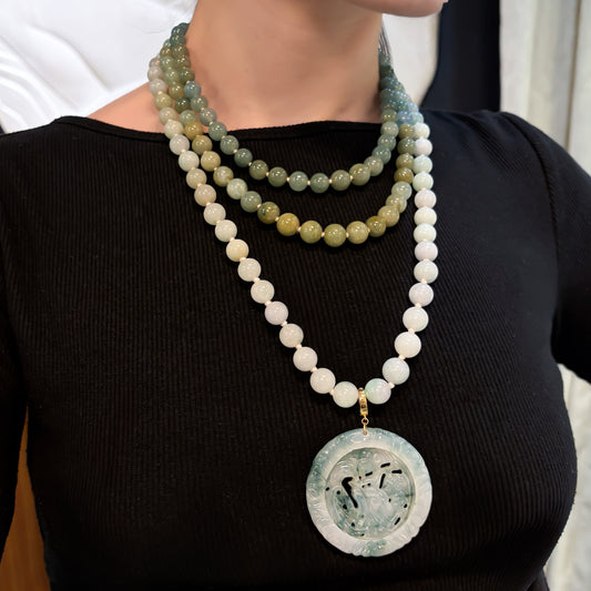 Estate Jadeite Celadon Medallion Pendant
