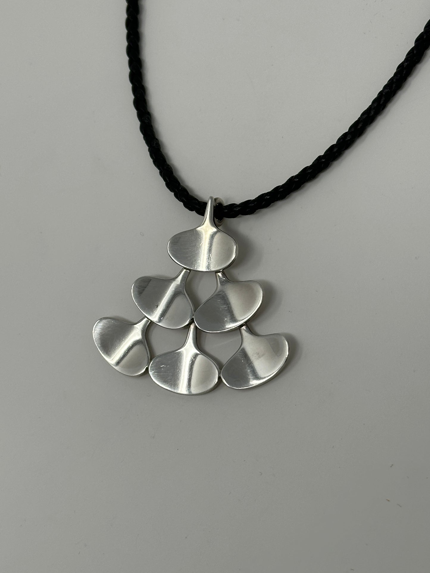 Estate Ib Bluitgen Sterling Silver Modernist Six Teardrop Tree Pendant No 15B